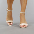 Beige Suède Sandaletten met Grote Hak
