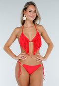Rood Bikini Broekje met Gouden Details