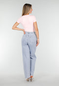 Roze Bodysuit met Korte Mouwen en String Achterkant