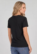 Zwart Basic T-Shirt met Lichte Stretch