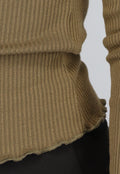 Khaki Ribstof Top met Babylock