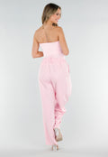 Roze Barrel Overslag Broek met Plooien en Stretchband