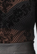 Zwarte See Through Bodysuit met Paisley Print