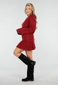 Bordeauxrode Gebreide 2-Piece Set met Trui en Rok