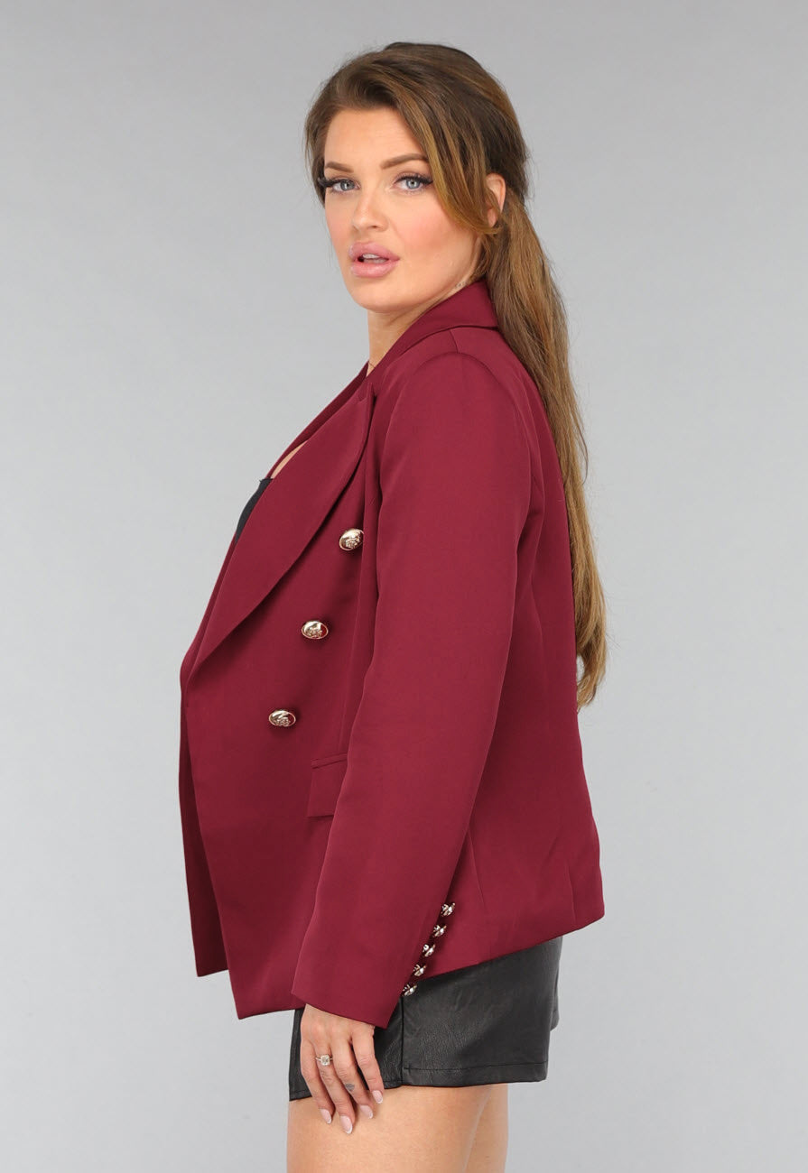 Wijnrode Button Blazer