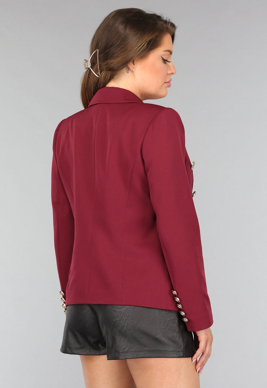 Wijnrode Button Blazer