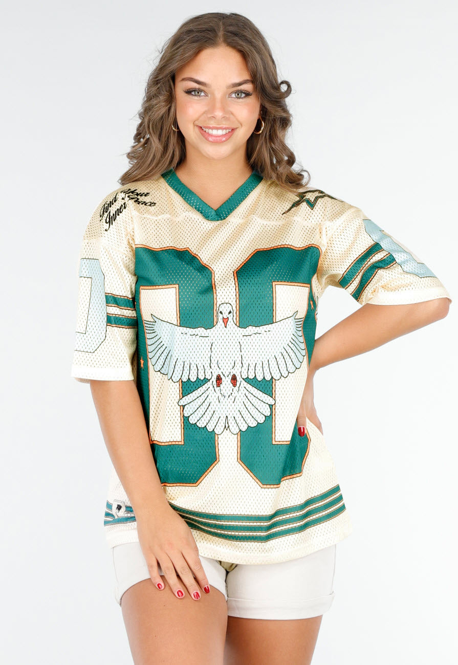 Oversized Baseball Jersey met Vogelprint