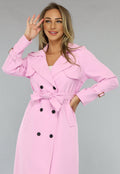 Lange Jas met Ceintuur in Babyroze