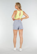 Butter Yellow Crop Top met Open Twist Rug en Brede Bandjes