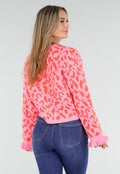 Roze Trui met Oranje Panterprint en Striksluiting