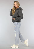 Basic Hoodie met Teddy Voering in Antraciet
