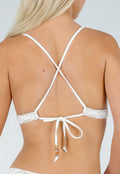 Witte Gehaakte Bikini Top met Padding en Striksluiting