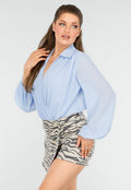 Stijlvolle Lichtblauwe Bodysuit met Pofmouwen