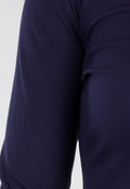 Donkerblauwe Longsleeve Top met V-Hals en Witte Boorden