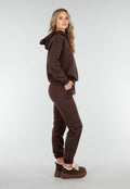 Donkerbruine Jogging Set met Capuchon en Trekkoord
