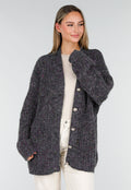 Donkergrijs Gebreid Vest met Knopen en V-Hals