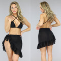 Kort Zwarte Mesh Cover Up Rokje met Ruches