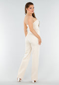 Strapless Giletlook Top met Knopen in Beige