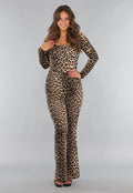Luipaardprint Bodysuit met Vierkante Hals