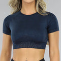 Donkerblauwe Knitted Sporttop