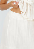 Crème Mousseline Maxi Rok met Elastische Taille