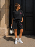 Zwarte Two Piece Set met T-Shirt en Shorts