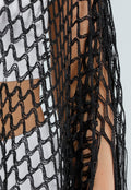 Zwarte Fishnet Cover-Up met Franjes en Ruitstructuur