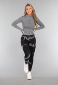 Grijze Sport Yoga Jas met Hoge Kraag