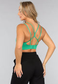 Gekruiste Groene Sporttop met Niet Uitneembare Pads