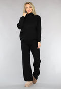 Zwarte Gebreide Two Piece met Col