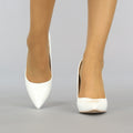 Witte Lak Pumps met Spitse Neus