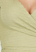 Groene Wikkel Top met Lange Mouwen en Stretch