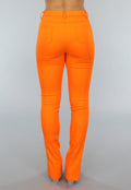 Oranje Skinny Jeans met Split