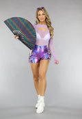 Mesh Lila Festival Bodysuit met Bijpassende Bolero