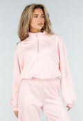 Lichtroze Sweater met Halve Rits en Elastische Boorden